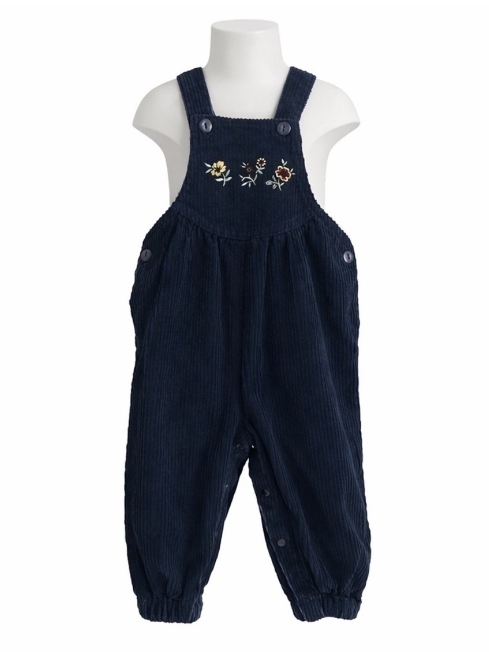 Size 6M Sweet Treasures Vintage Baby Corduroy Overalls Floral Navy Cotton Outfit